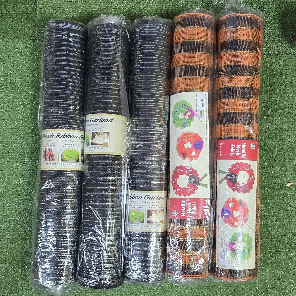 BUNDLE OF 5 BRAND NEW 10yd x 21in DECO MESH ROLLS -NWT!